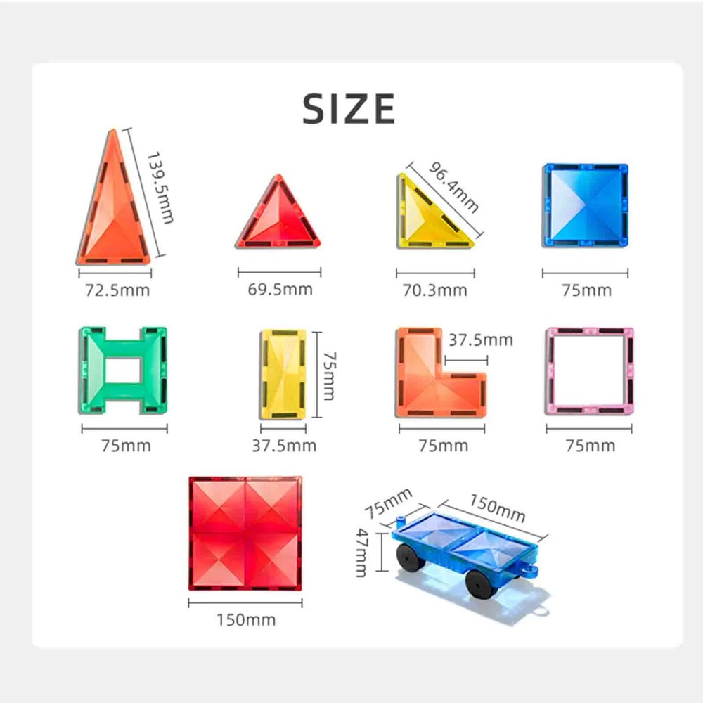 Set de Construcție Magnetic, 100 piese Colorful Magnetic Tiles 11