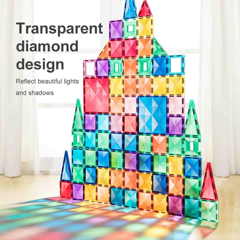 Set de Construcție Magnetic, 100 piese Colorful Magnetic Tiles 3