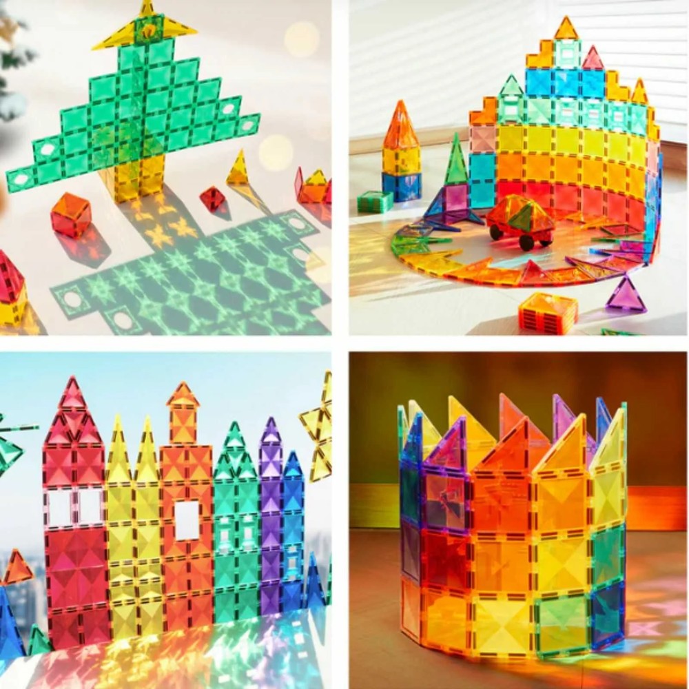 Set de Construcție Magnetic, 100 piese Colorful Magnetic Tiles 6