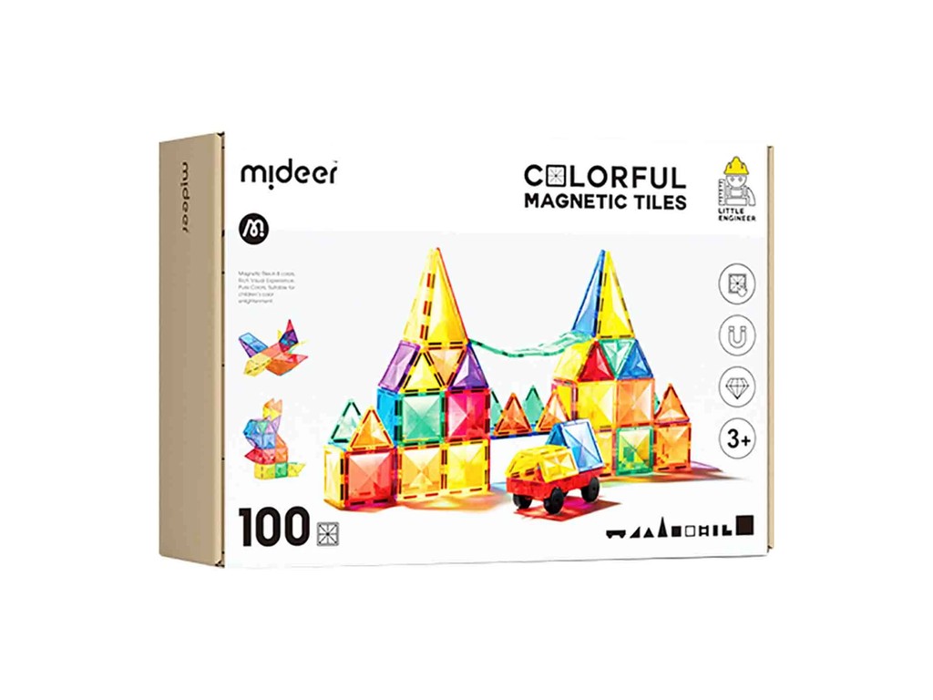 Set de Construcție Magnetic, 100 piese Colorful Magnetic Tiles