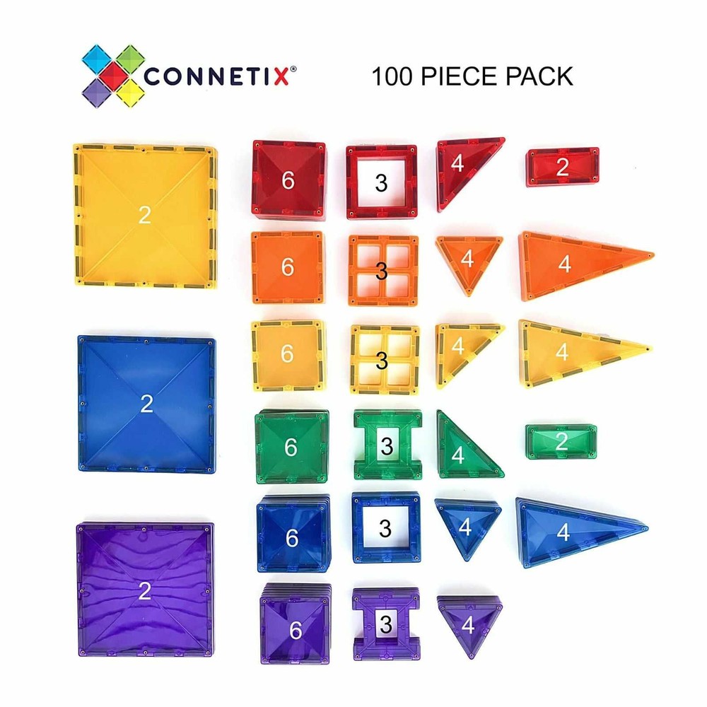 Set de construcție magnetic, 102 piese, Creative Pack, Connetix Tiles 13
