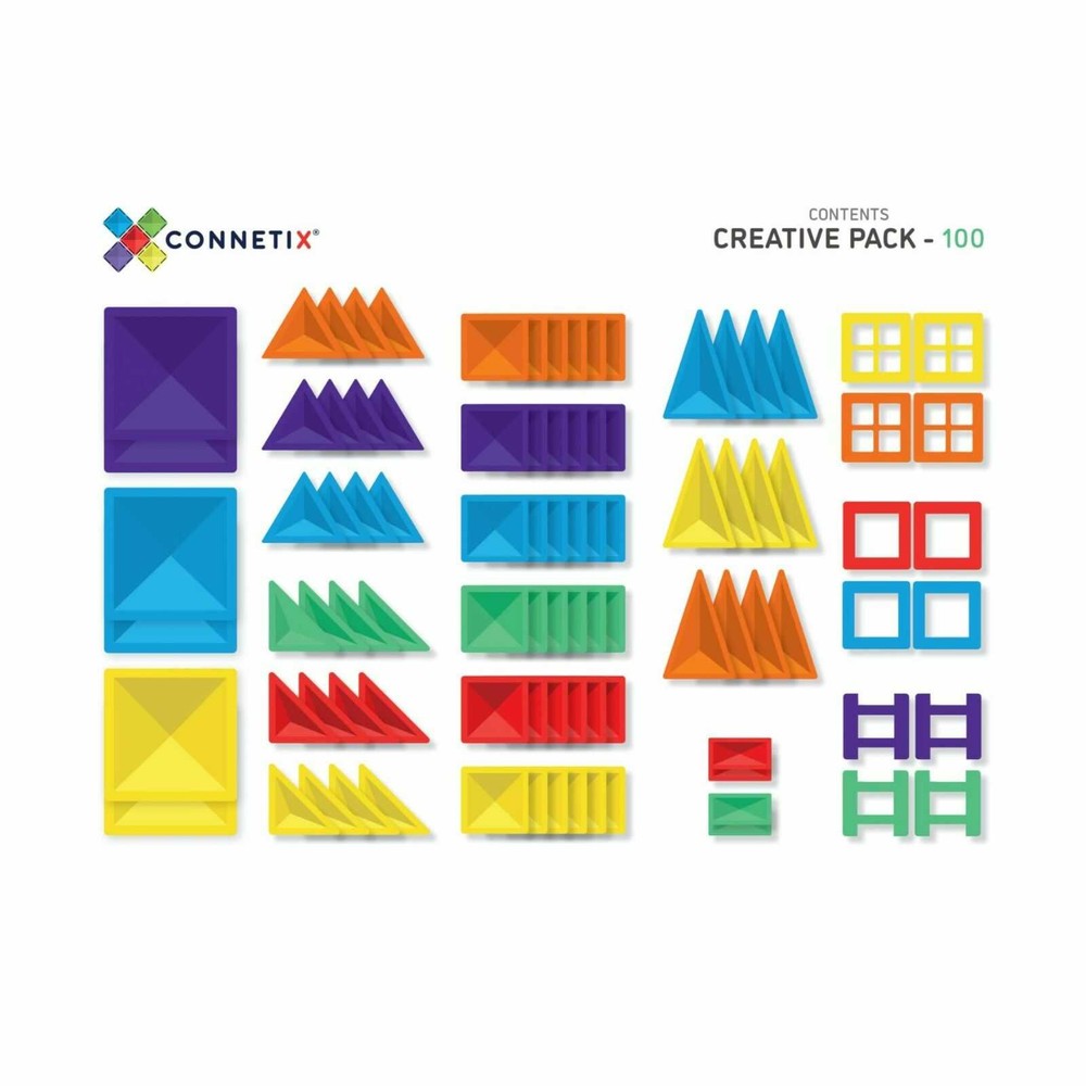Set de construcție magnetic, 102 piese, Creative Pack, Connetix Tiles 14