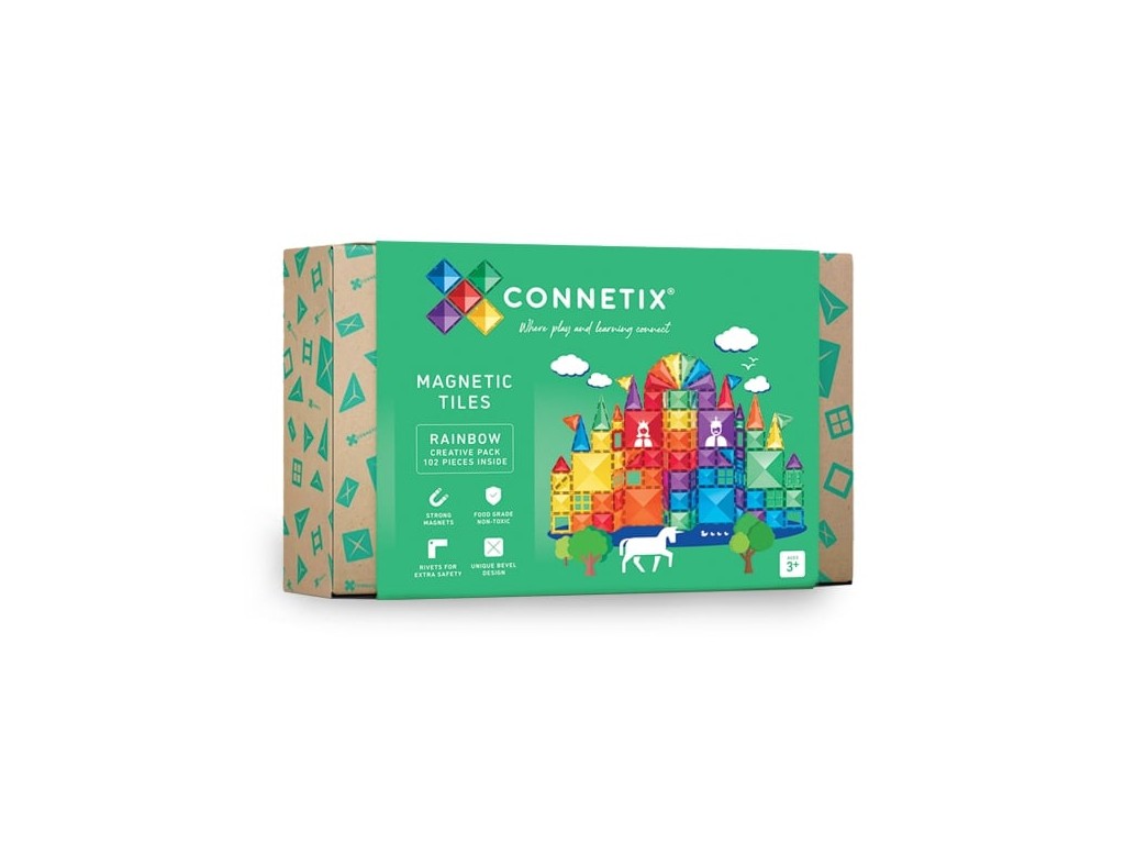 Set de construcție magnetic, 102 piese, Creative Pack, Connetix Tiles