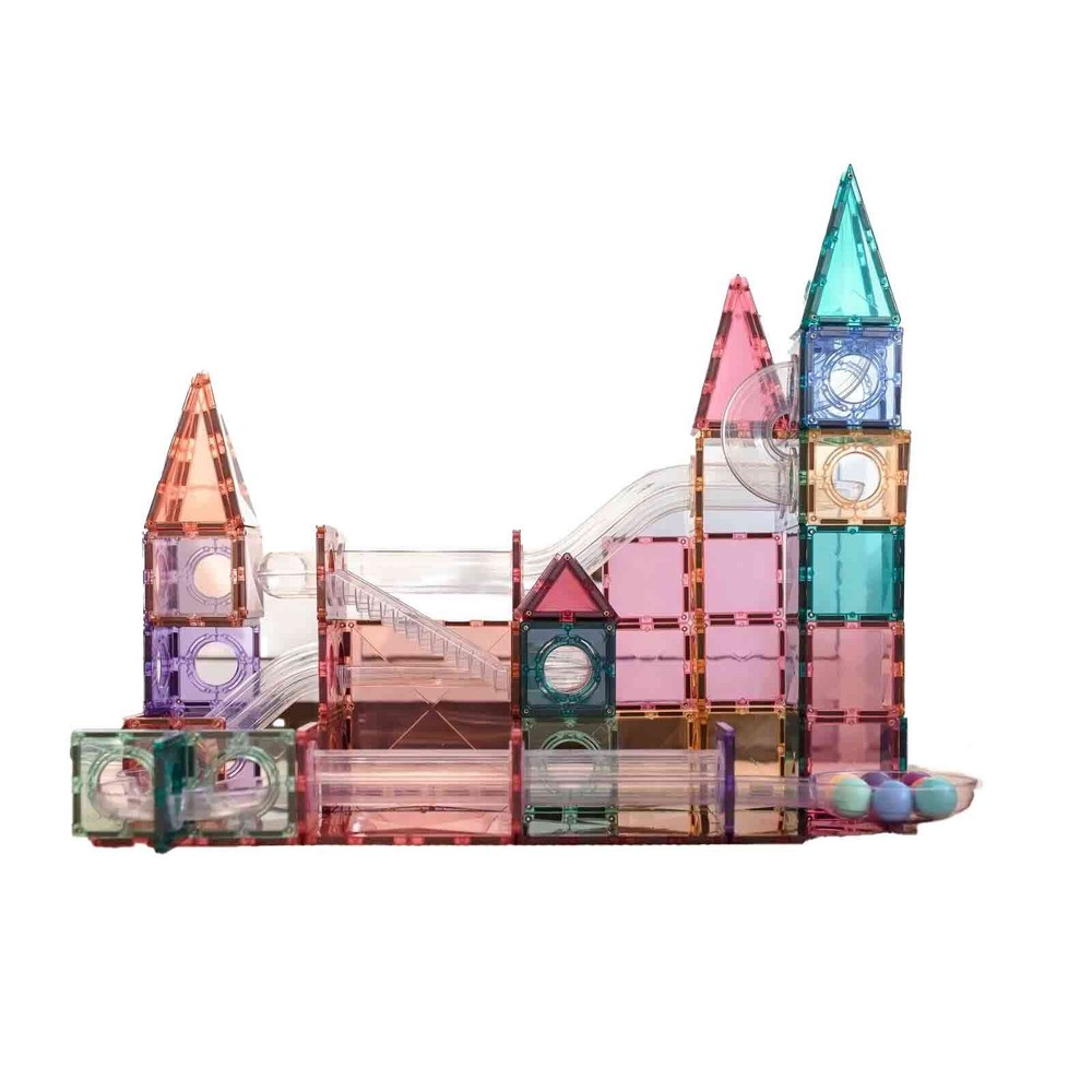 Set de construcție magnetic, 106 piese, Pastel Ball Run, Connetix Tiles, Marble Run 10