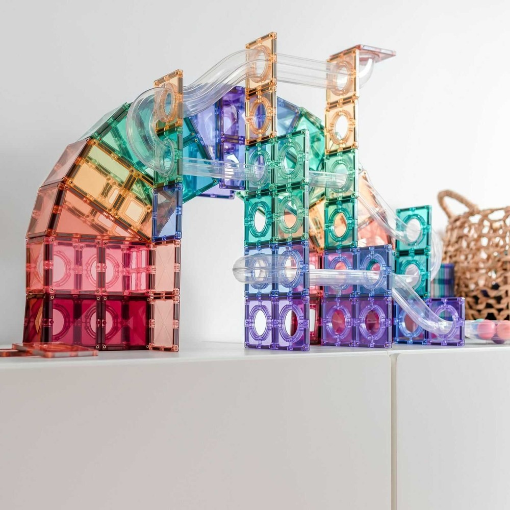 Set de construcție magnetic, 106 piese, Pastel Ball Run, Connetix Tiles, Marble Run 7