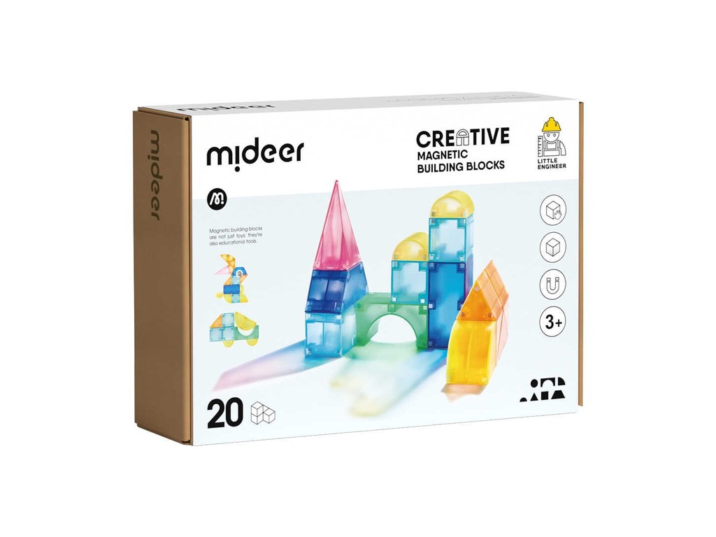Set de construcție magnetic, 20 piese colorate
