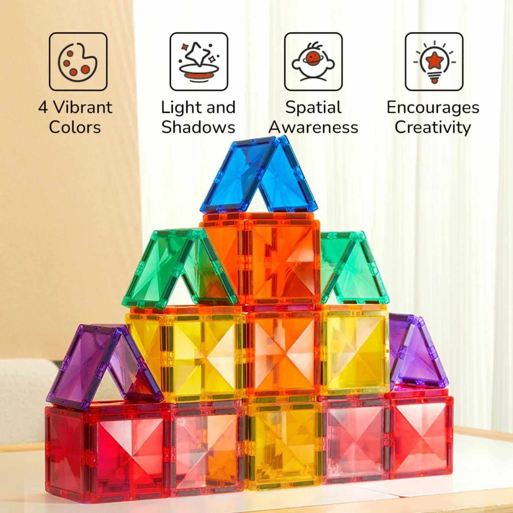 Set de Construcție Magnetic, 60 piese Colorful Magnetic Tiles 2
