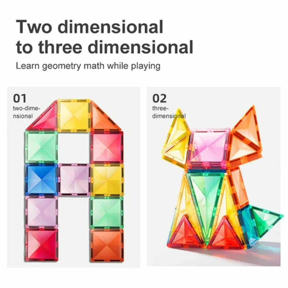 Set de Construcție Magnetic, 60 piese Colorful Magnetic Tiles 7