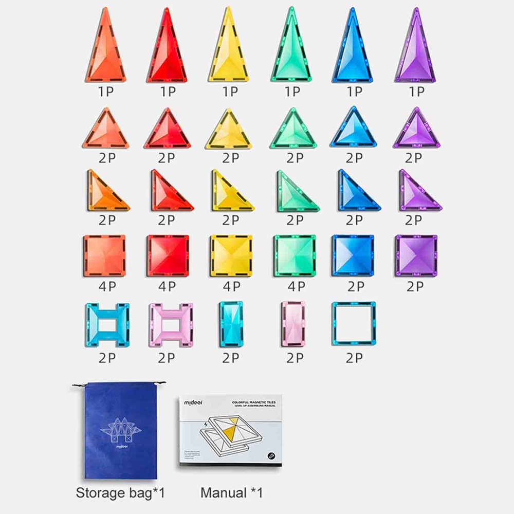 Set de Construcție Magnetic, 60 piese Colorful Magnetic Tiles 9