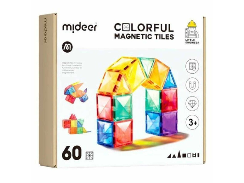 Set de Construcție Magnetic, 60 piese Colorful Magnetic Tiles