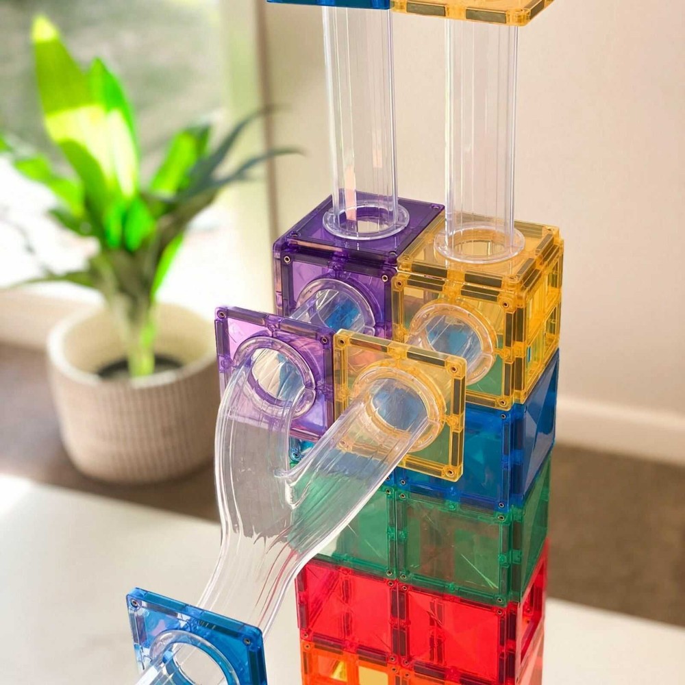 Set de construcție magnetic, 92 piese, Ball Run Pack, Connetix Tiles 10