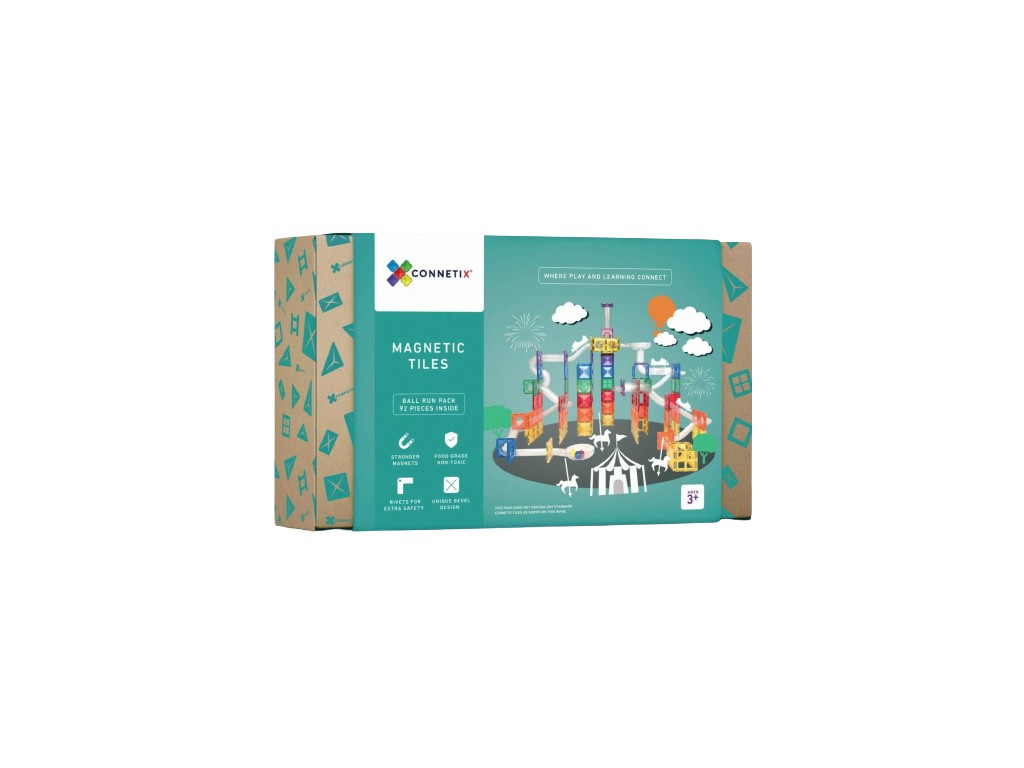 Set de construcție magnetic, 92 piese, Ball Run Pack, Connetix Tiles