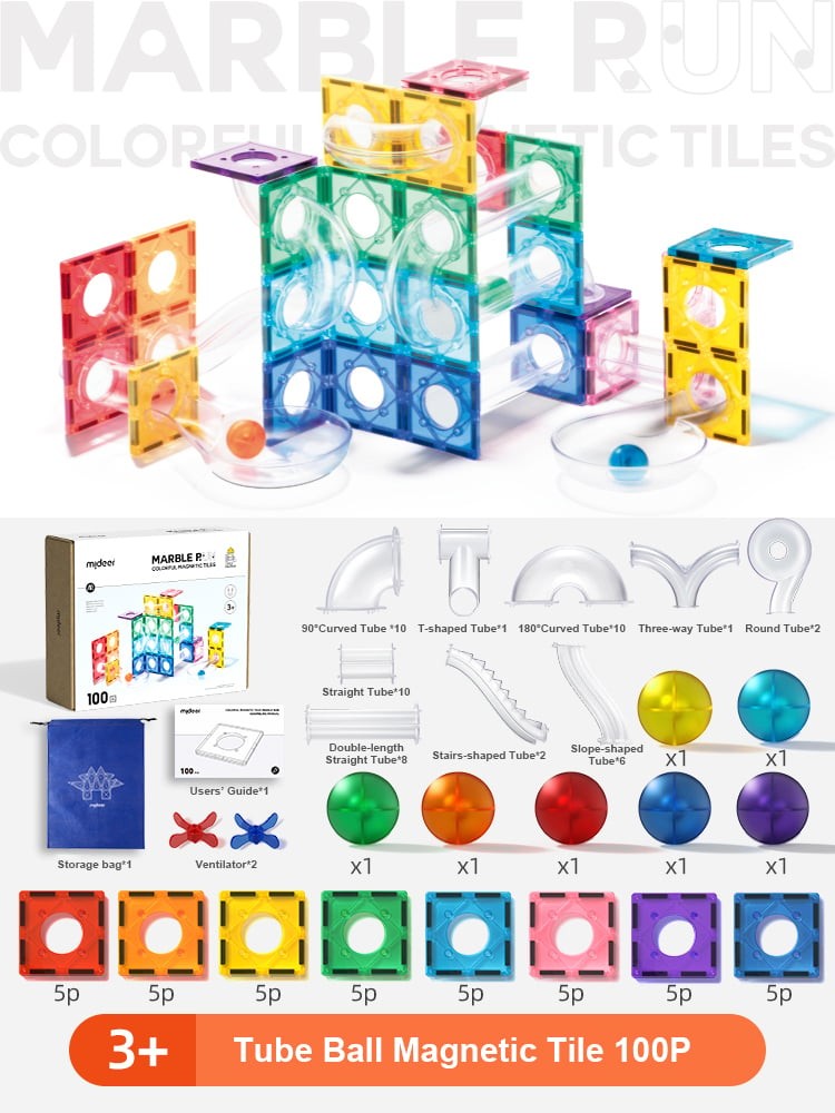Set de construcție magnetic, marble run, 100 piese 4