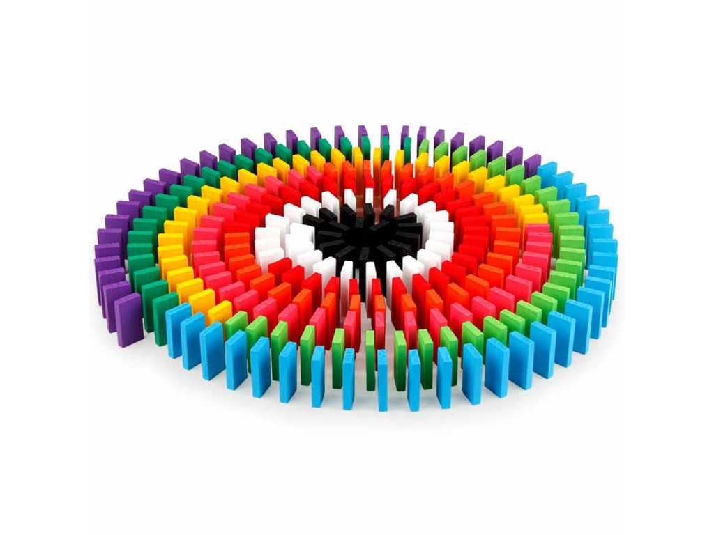 Set de construcție pentru copii, joc de stivuit Domino cu 600 de piese colorate din lemn