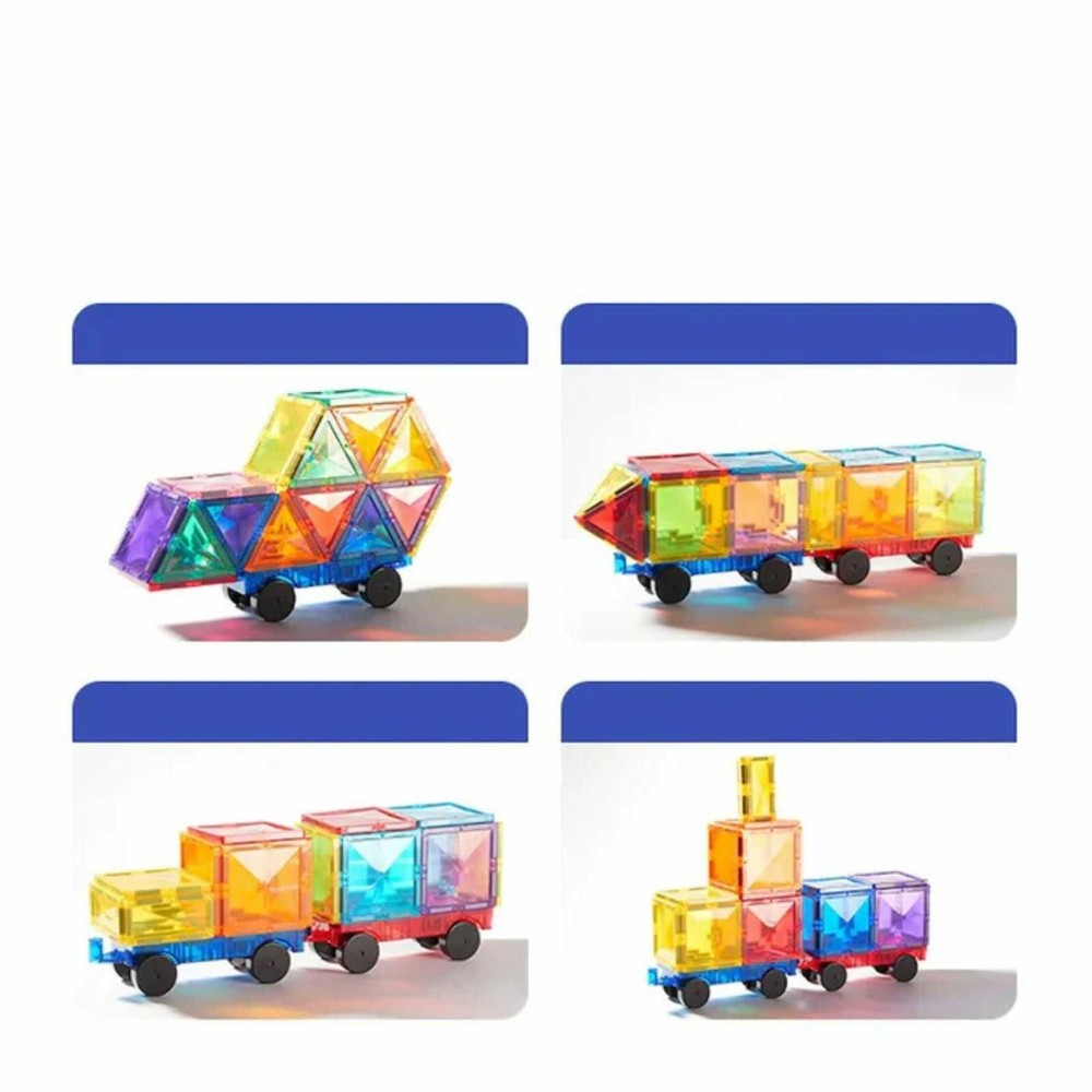 Set Extensie 4 Mașinuțe Magnetice MiDeer Magnetic Tiles Car Base 5