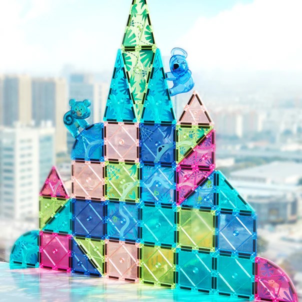 Set magnetic cu animale din junglă, Colorful Magnetic Tiles Wonderful Forest, 40 piese, 3+ 5