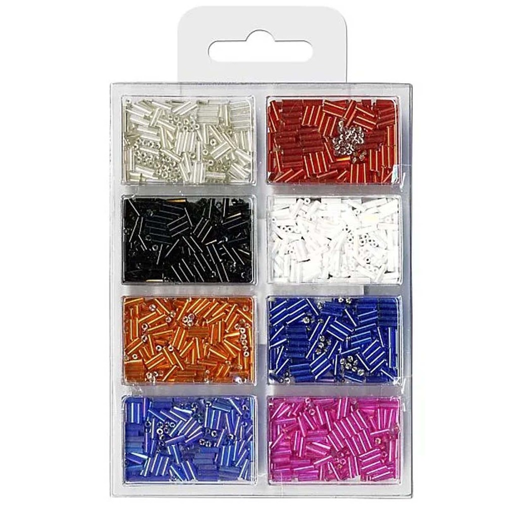 Set mărgele cilindrice din plastic, accesorii creație pentru craft și decorațiuni, mix culori perlate, 2.5 mm diametru, 60 gr 2