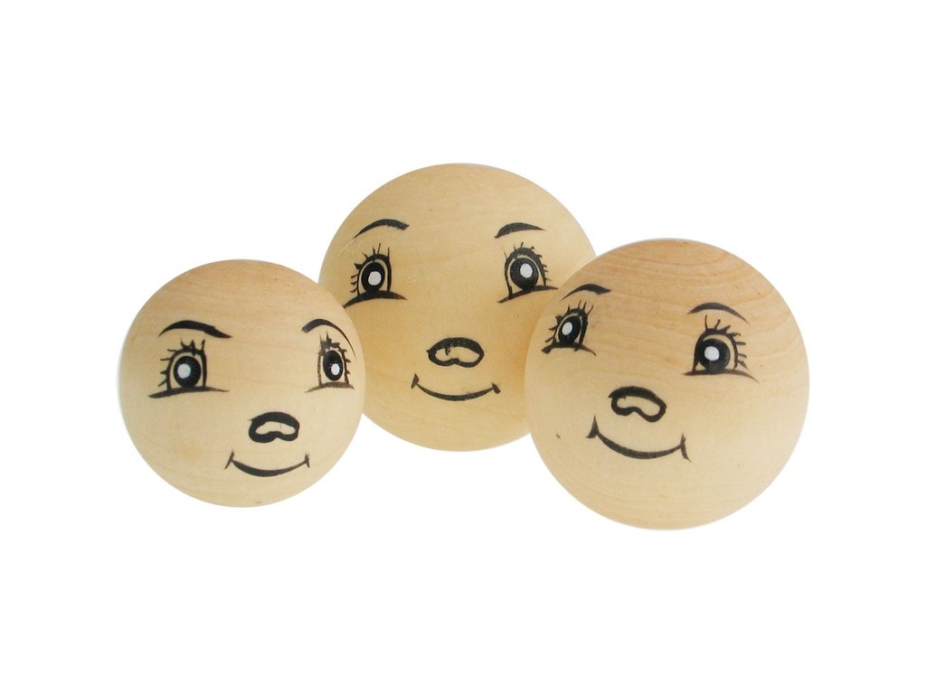 Set păpuși figurine, cap de marionetă, lemn natur, 30-35-40 mm