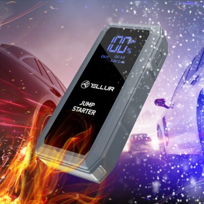 Starter auto portabil Tellur, 12V, 1500A, baterie externă, 16800mAh, lanternă, gri 4