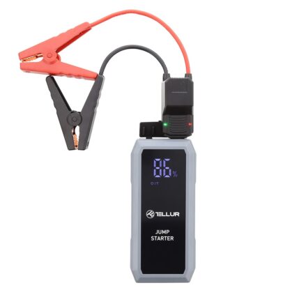 Starter auto portabil Tellur, 12V, 1500A, baterie externă, 16800mAh, lanternă, gri 7