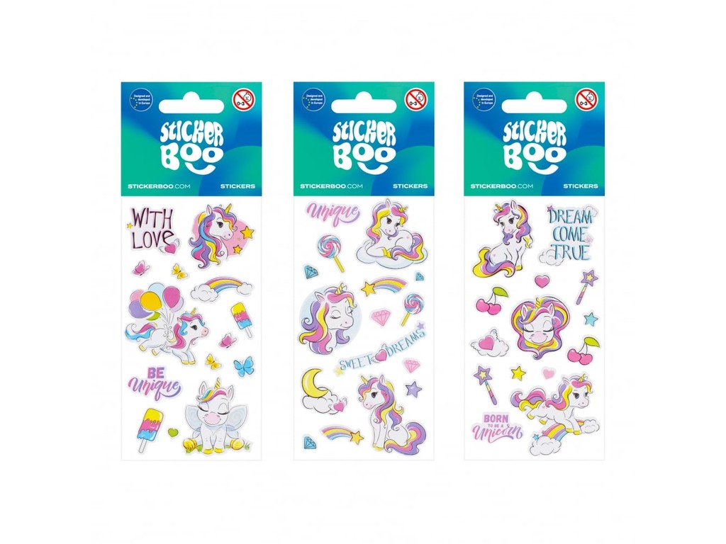 Stickere cu unicorni, 3 folii, ideale pentru decorarea rucsacurilor, caietelor, desenelor