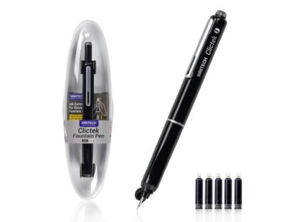 Stilou retractabil Writech corp negru + 5 patroane cu cerneală albastru