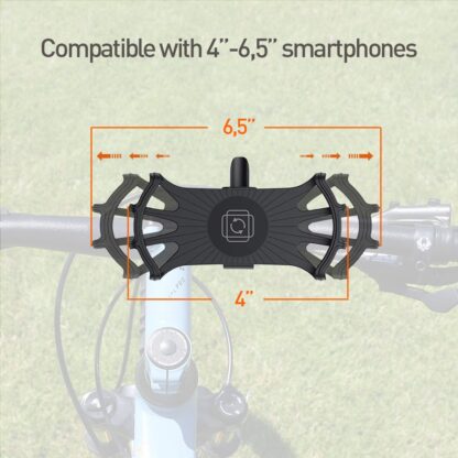 Suport detașabil Tellur de telefon 4″-6.5″ pentru bicicletă BPH100, negru 5