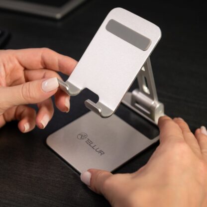 Suport Telefon Birou Tellur, Aluminiu, Argintiu 8