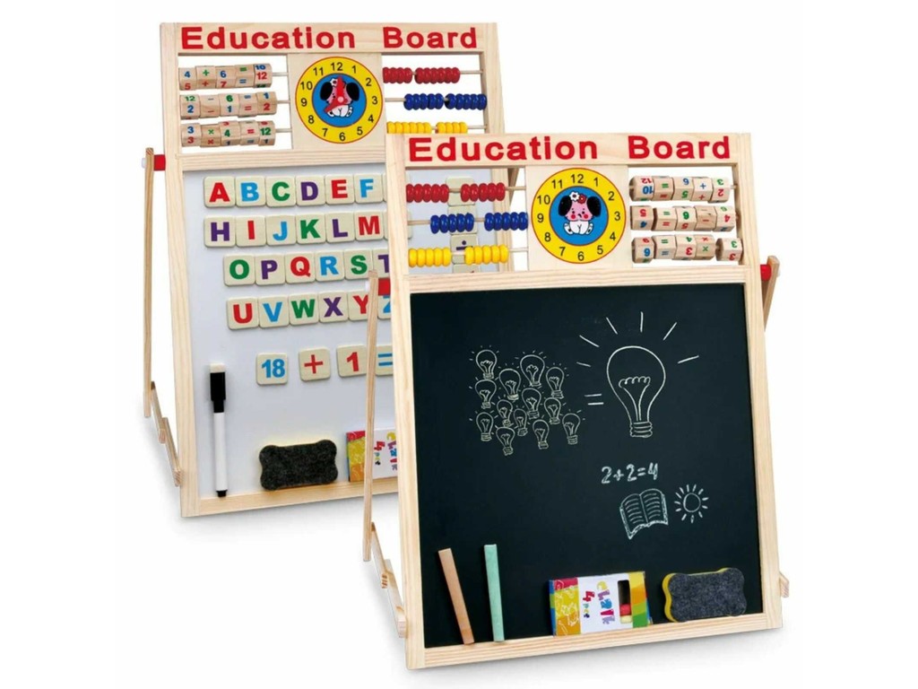 Tablă magnetică copii 5 în 1 cu suport și accesorii, 45 x 38.5 cm