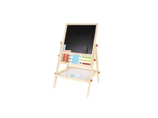 Tablă magnetică copii, de scris, cu două fețe, din lemn, Educativă, cu Suport și Accesorii, Abac, 67 x 41 x 32 cm