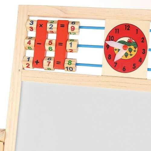 Tablă magnetică copii, de scris, cu două fețe, din lemn, Educativă, cu Suport și Accesorii, Abac, 67 x 41 x 32 cm 9