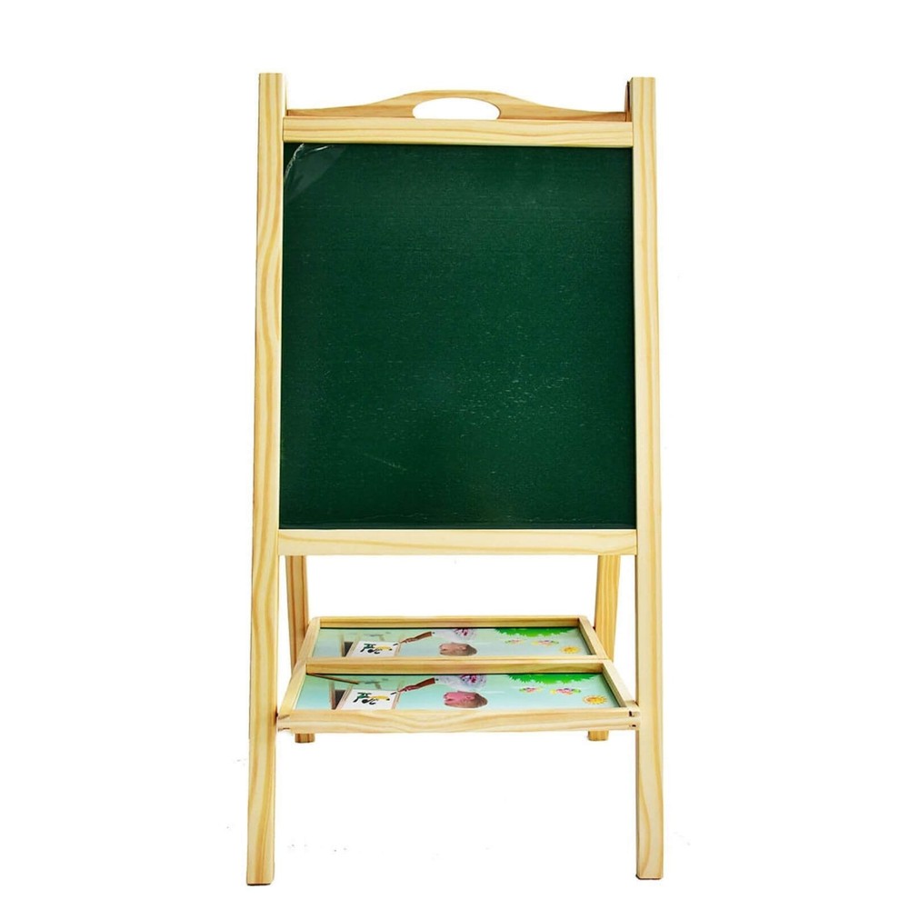 Tablă Magnetică din Lemn, cu 2 Fețe, 80 cm, Ceas, Abac pentru Scris cu Cretă și Marker 6