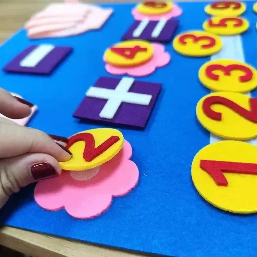 Tabliță din pâslă cu jetoane numerotate și prindere cu velcro, Jucărie matematică Numără pe degete, 20 de piese, Multicolor 5