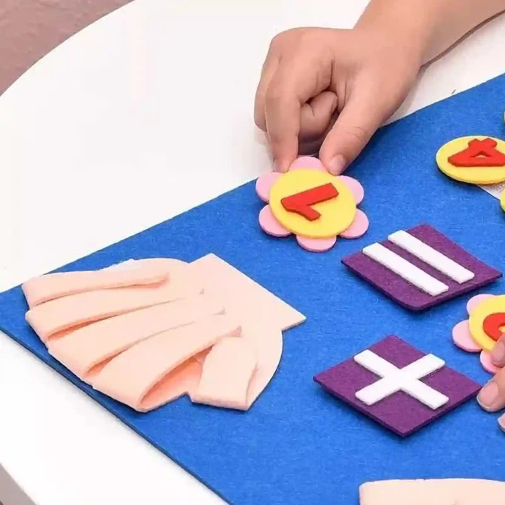 Tabliță din pâslă cu jetoane numerotate și prindere cu velcro, Jucărie matematică Numără pe degete, 20 de piese, Multicolor 6