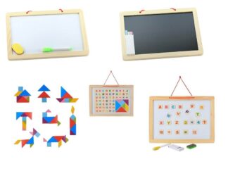 Tabliță magnetică pentru scris și desenat cu cifre, litere și tangram, 33 x 23cm