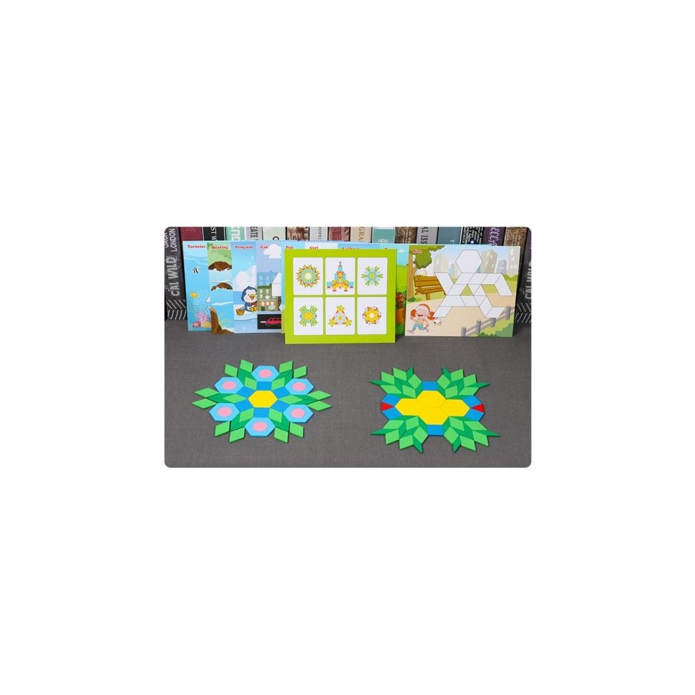 Tangram Lemn 250 Piese, Joc Educativ Geometrie și Logică 3 Ani+ 3