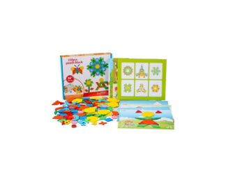 Tangram Lemn 250 Piese, Joc Educativ Geometrie și Logică 3 Ani+