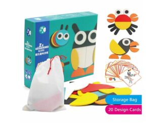 Tangram ZE Geoanimo, Joc din Lemn, 30 piese, Educativ, Forme Geometrice, Creativ, Shapes