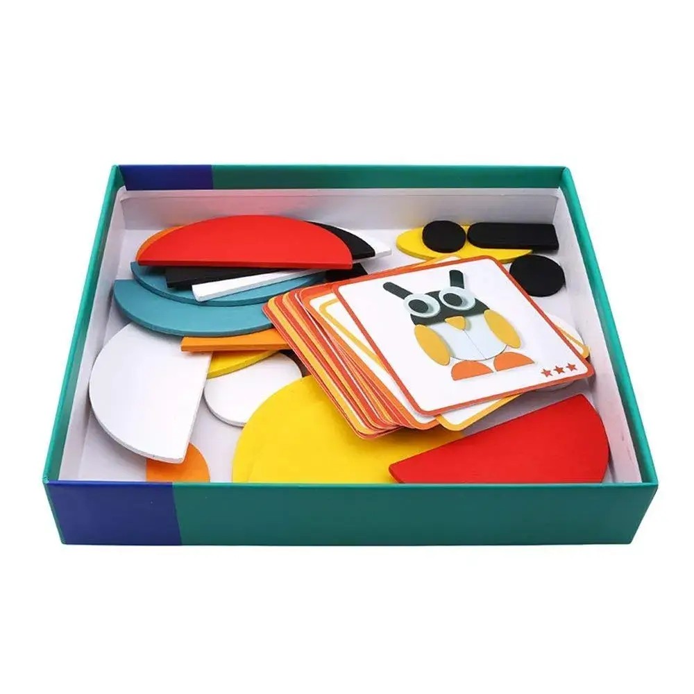 Tangram ZE Geoanimo, Joc din Lemn, 30 piese, Educativ, Forme Geometrice, Creativ, Shapes 6