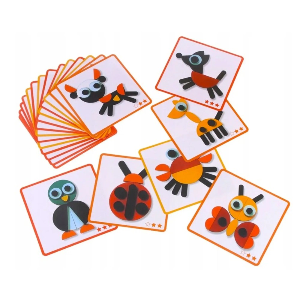 Tangram ZE Geoanimo, Joc din Lemn, 30 piese, Educativ, Forme Geometrice, Creativ, Shapes 7