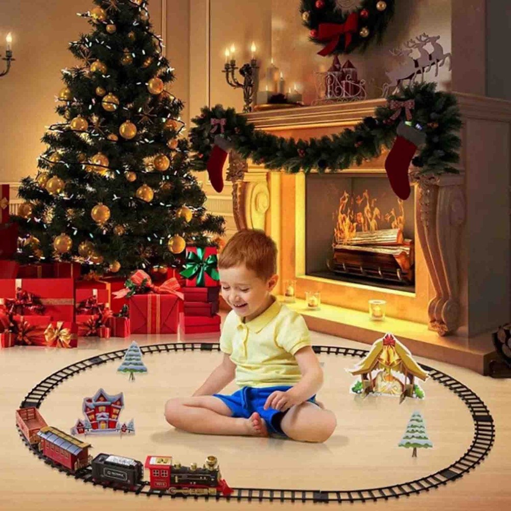 Trenulet Electric copii, cu aburi, sunete și lumini, Circuit 24 piese, Classic 2