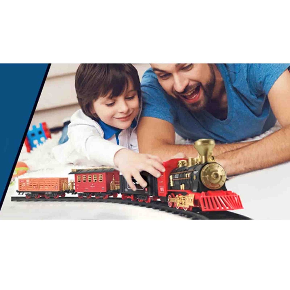 Trenulet Electric copii, cu aburi, sunete și lumini, Circuit 24 piese, Classic 4