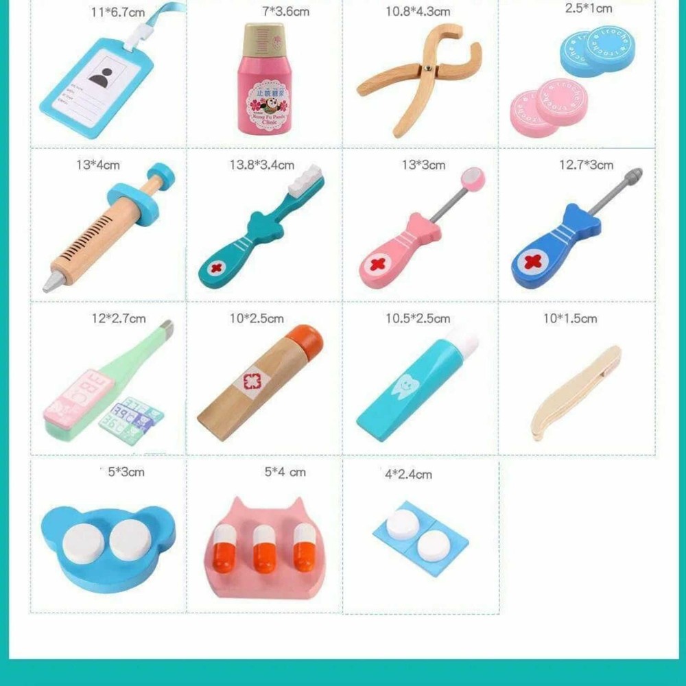 Trusă medicală, set de joacă, doctor, dentist, jucărie din lemn, de rol 10