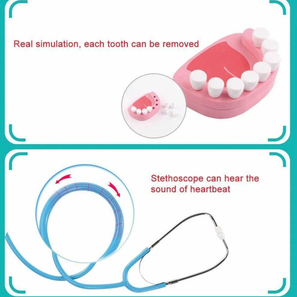 Trusă medicală, set de joacă, doctor, dentist, jucărie din lemn, de rol 4