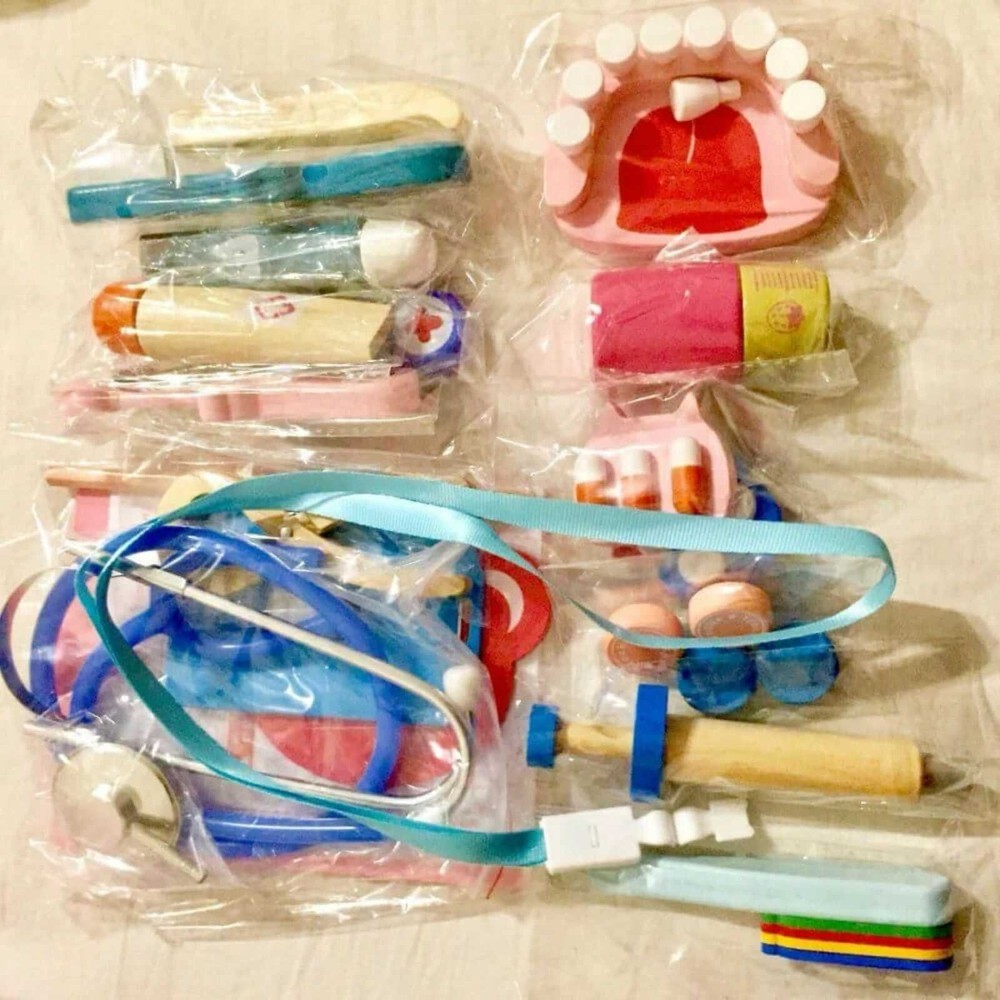 Trusă medicală, set de joacă, doctor, dentist, jucărie din lemn, de rol 9