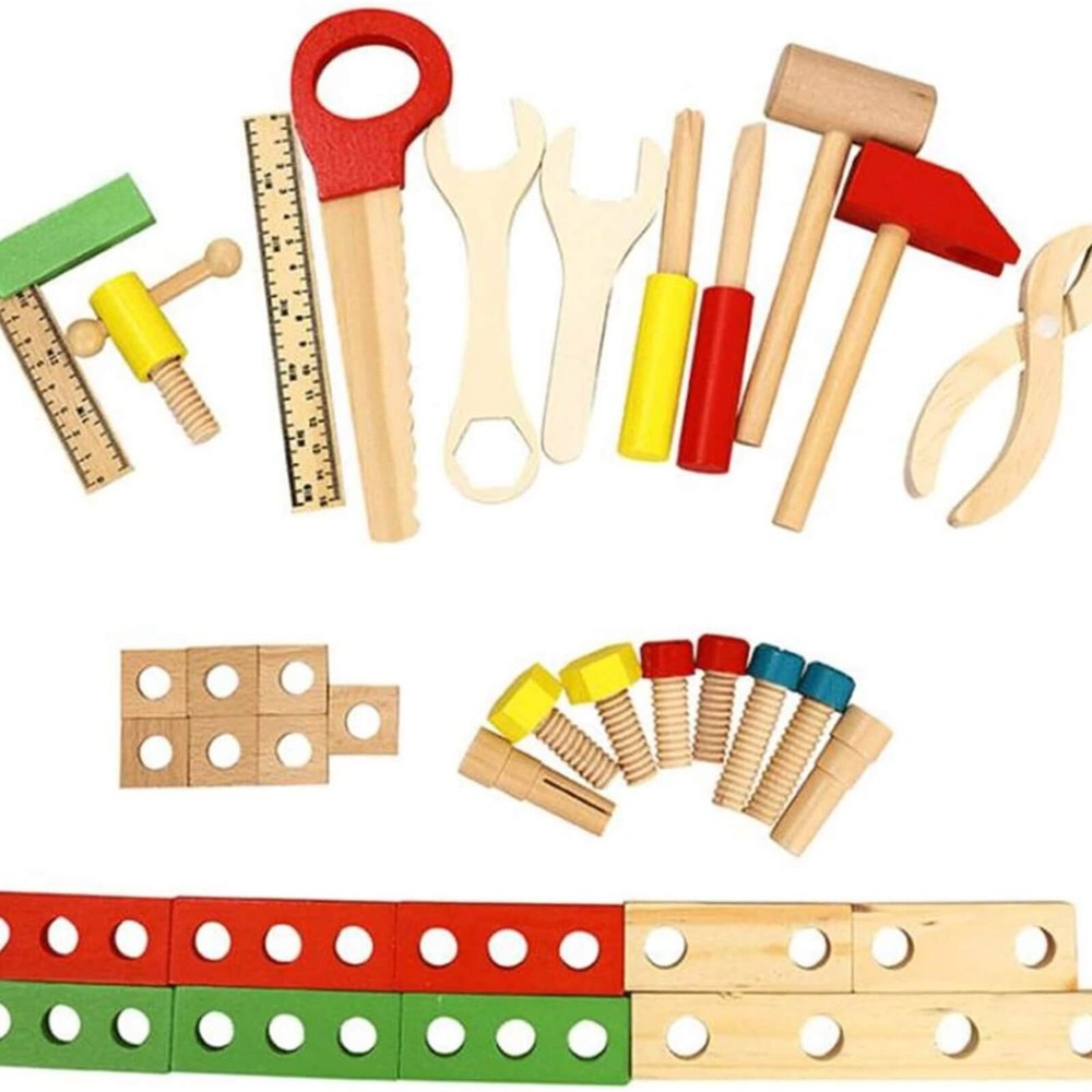 Trusă scule și unelte din lemn cu accesorii, jucărie de rol pentru copii 4