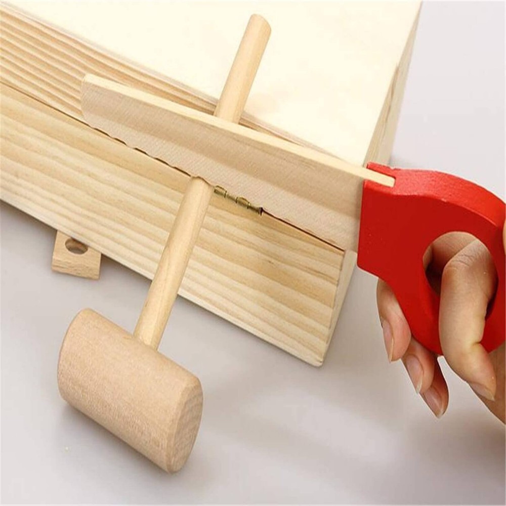 Trusă scule și unelte din lemn cu accesorii, jucărie de rol pentru copii 7