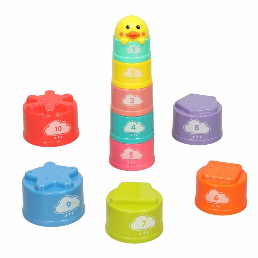 Turn din Căni pentru Baie, 11 Piese Colorate, Vârf Rățușcă, Jucărie Educativă pentru Apă, 18 luni+ 4