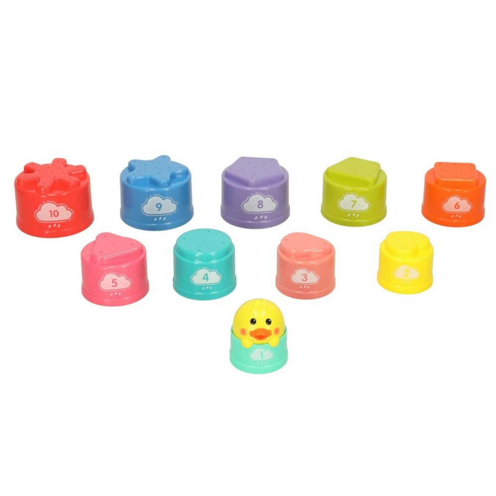 Turn din Căni pentru Baie, 11 Piese Colorate, Vârf Rățușcă, Jucărie Educativă pentru Apă, 18 luni+ 5