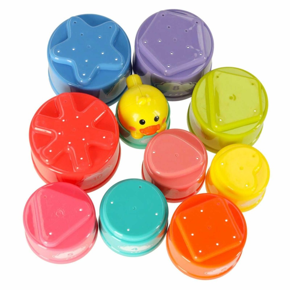 Turn din Căni pentru Baie, 11 Piese Colorate, Vârf Rățușcă, Jucărie Educativă pentru Apă, 18 luni+ 6